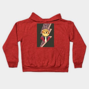 Leopard portrait with leopard pattern lightning Kids Hoodie